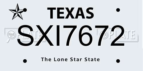 SXI7672 Texas License Plate