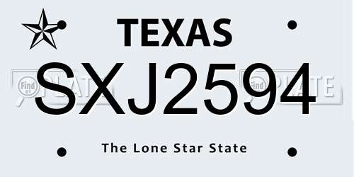 SXJ2594 Texas License Plate