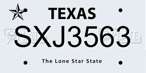 SXJ3563 Texas License Plate