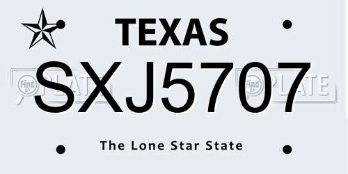 SXJ5707 Texas License Plate