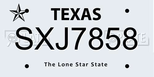 SXJ7858 Texas License Plate