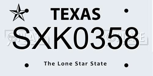 SXK0358 Texas License Plate