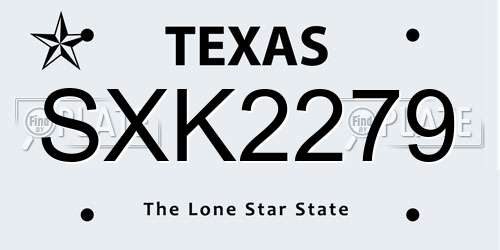 SXK2279 Texas License Plate