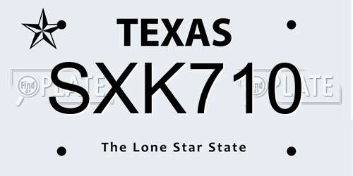 SXK710 Texas License Plate