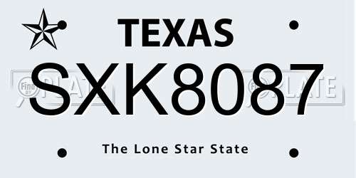 SXK8087 Texas License Plate
