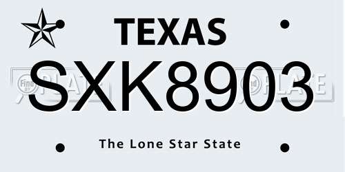 SXK8903 Texas License Plate