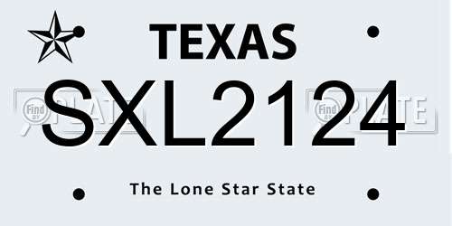 SXL2124 Texas License Plate