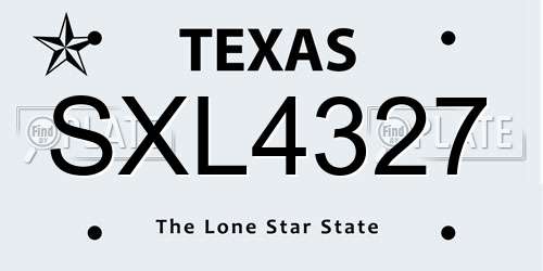 SXL4327 Texas License Plate