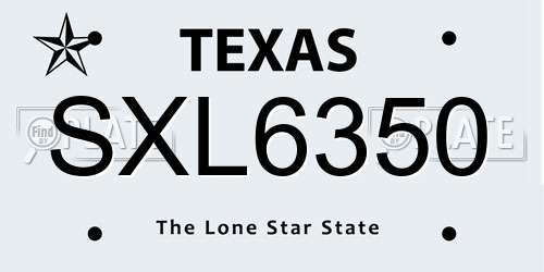 SXL6350 Texas License Plate