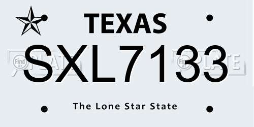 SXL7133 Texas License Plate