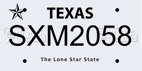 SXM2058 Texas License Plate