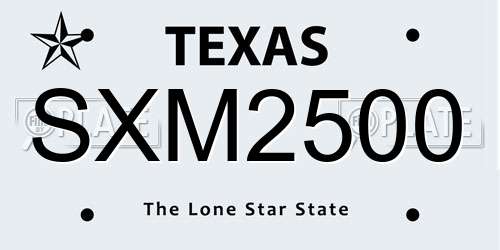 SXM2500 Texas License Plate