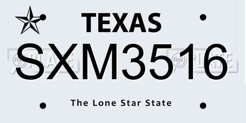 SXM3516 Texas License Plate