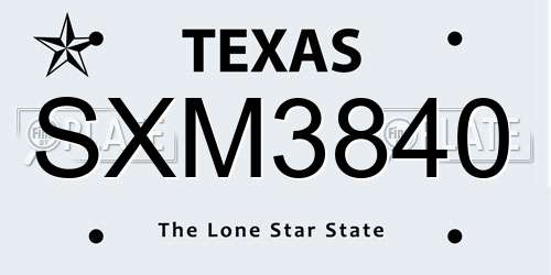 SXM3840 Texas License Plate