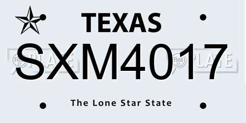 SXM4017 Texas License Plate