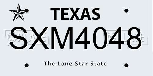 SXM4048 Texas License Plate