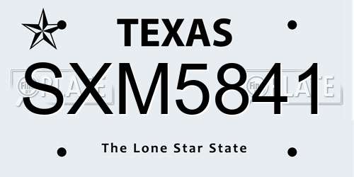 SXM5841 Texas License Plate