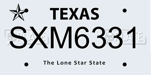 SXM6331 Texas License Plate