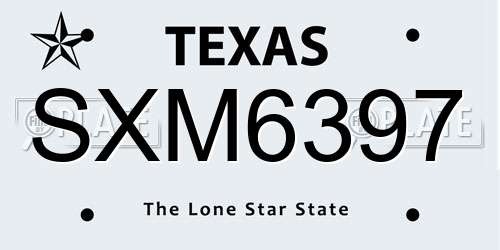 SXM6397 Texas License Plate