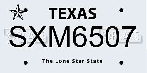SXM6507 Texas License Plate