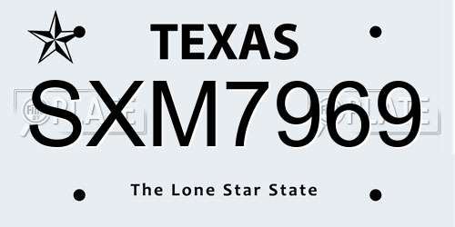 SXM7969 Texas License Plate