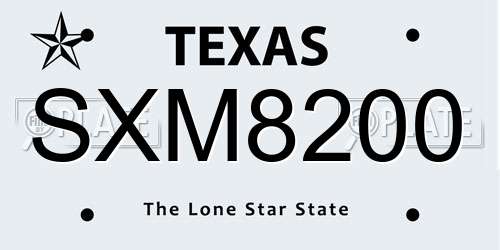 SXM8200 Texas License Plate