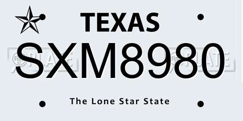 SXM8980 Texas License Plate