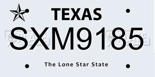 SXM9185 Texas License Plate