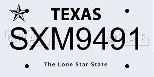 SXM9491 Texas License Plate
