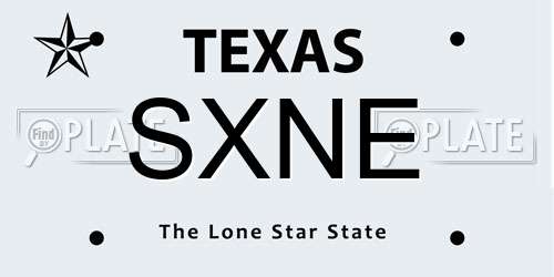 SXNE Texas License Plate