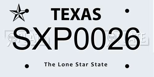 SXP0026 Texas License Plate