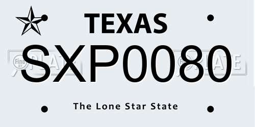 SXP0080 Texas License Plate
