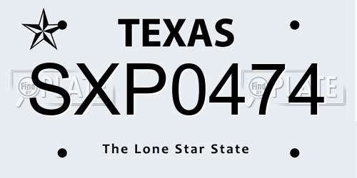 SXP0474 Texas License Plate