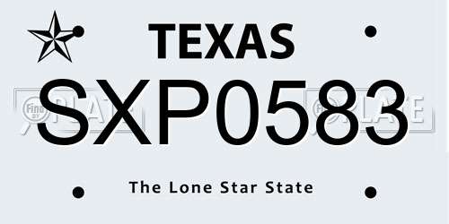 SXP0583 Texas License Plate