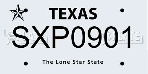 SXP0901 Texas License Plate