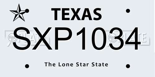 SXP1034 Texas License Plate