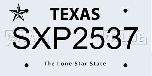 SXP2537 Texas License Plate