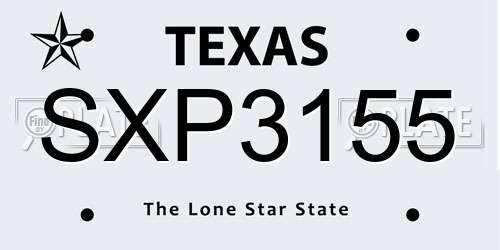 SXP3155 Texas License Plate