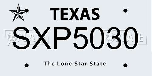 SXP5030 Texas License Plate