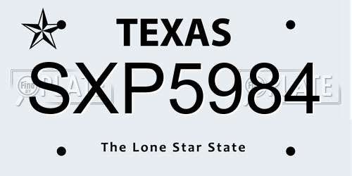 SXP5984 Texas License Plate