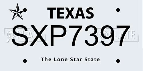 SXP7397 Texas License Plate