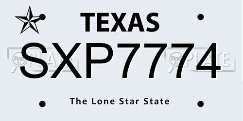 SXP7774 Texas License Plate