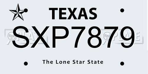 SXP7879 Texas License Plate