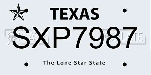 SXP7987 Texas License Plate