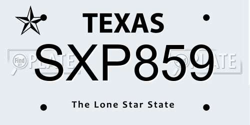 SXP859 Texas License Plate