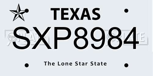 SXP8984 Texas License Plate
