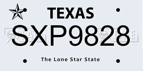 SXP9828 Texas License Plate