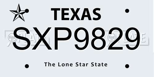SXP9829 Texas License Plate