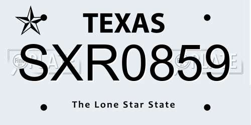 SXR0859 Texas License Plate