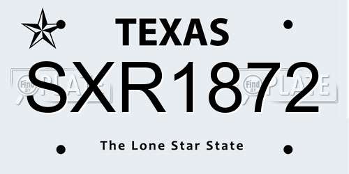 SXR1872 Texas License Plate
